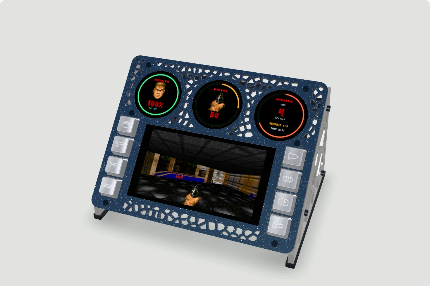 Doom deck with satin metal keycaps and the original screen artwork